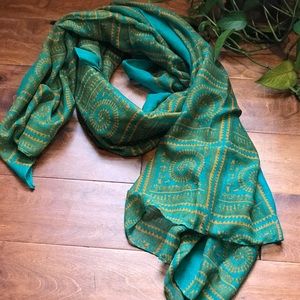 Turquoise, green and Orange Print Scarf